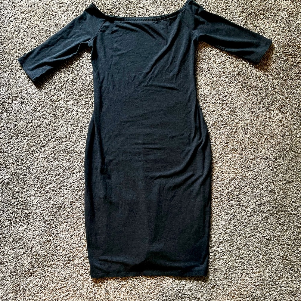 Lauren Conrad Maternity Size Medium Grey Off Shoulder Knee-length Dress - Picture 3 of 3